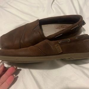 Bobs Sketchers Brown Slip On Loafers Women's size 8 Memory Foam Leather insole